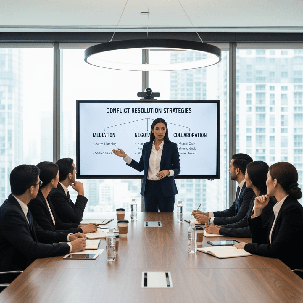 Professional leading preventive mediation workshop for company team